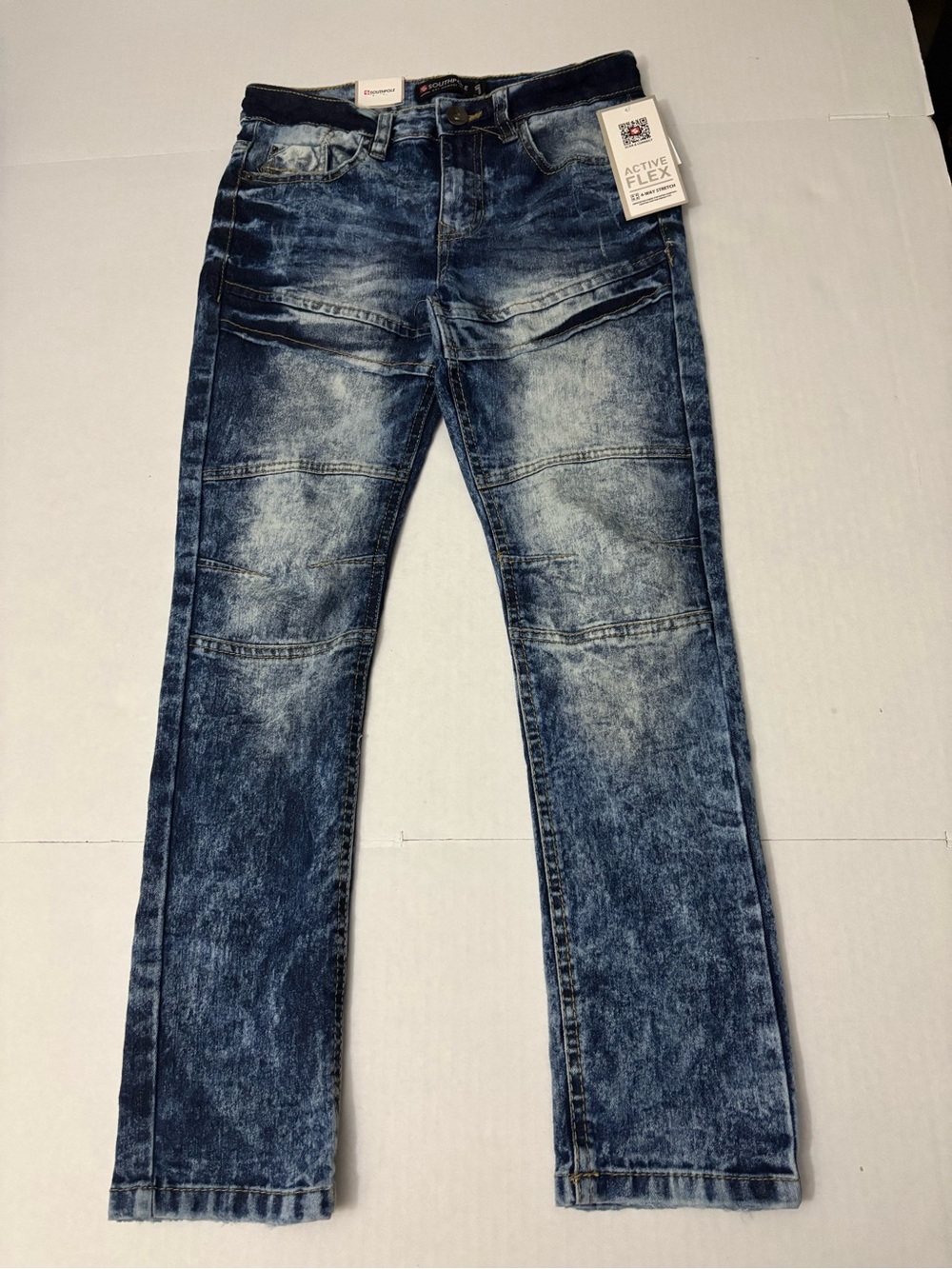 Southpole Boys' Slim Fit Biker Denim Pants,  Jean Size 10 inseam 25.5”